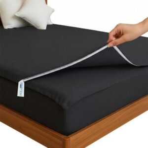 Black Zipper Fitted Sheet – Sleep Tight 600 Thread Count Cotton