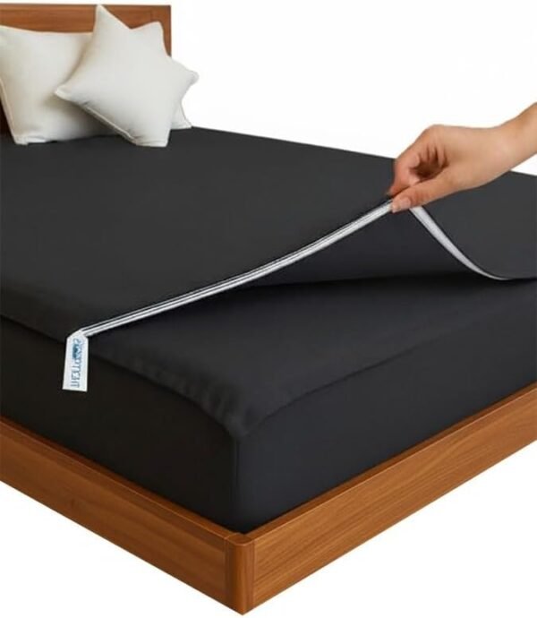 Black Zipper Fitted Sheet – Sleep Tight 600 Thread Count Cotton