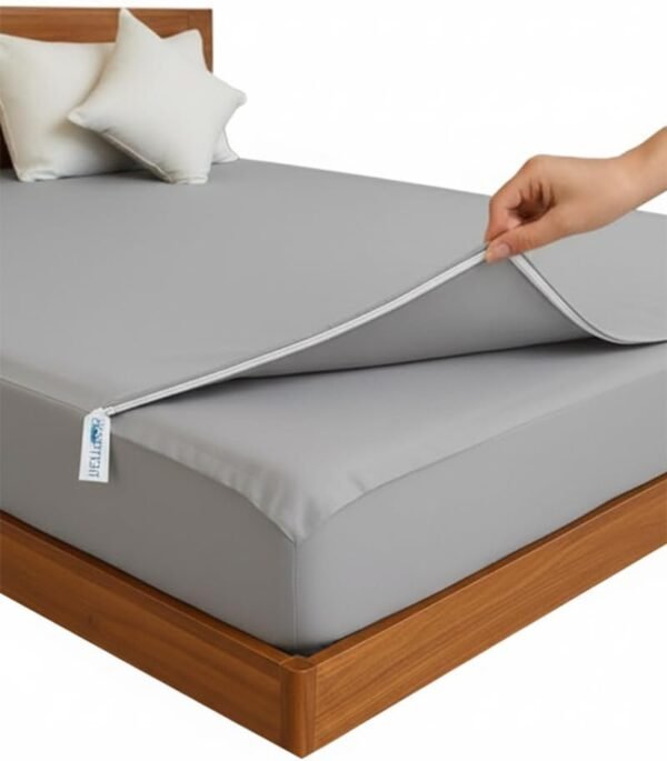 Light Grey Zipper Fitted Sheet – Sleep Tight 600 Thread Count Cotton