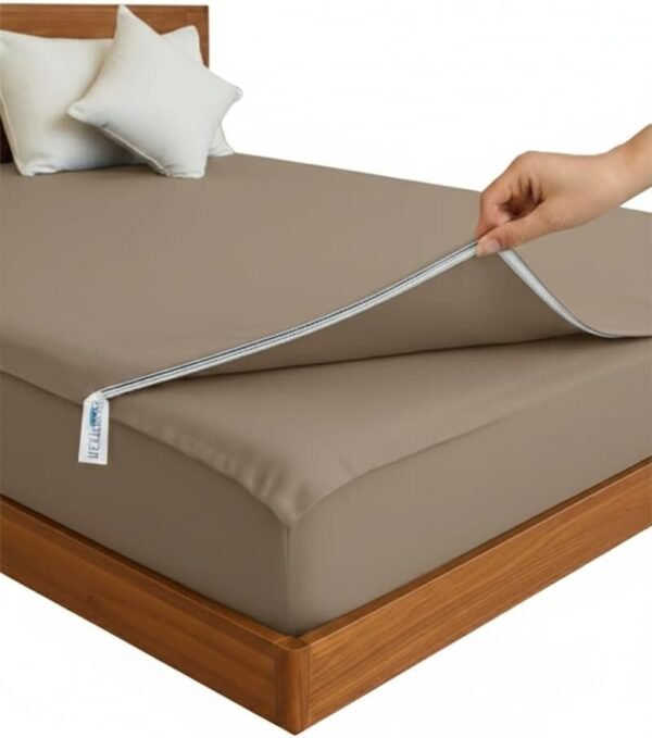 Beige Zipper Fitted Sheet – Sleep Tight 600 Thread Count Cotton
