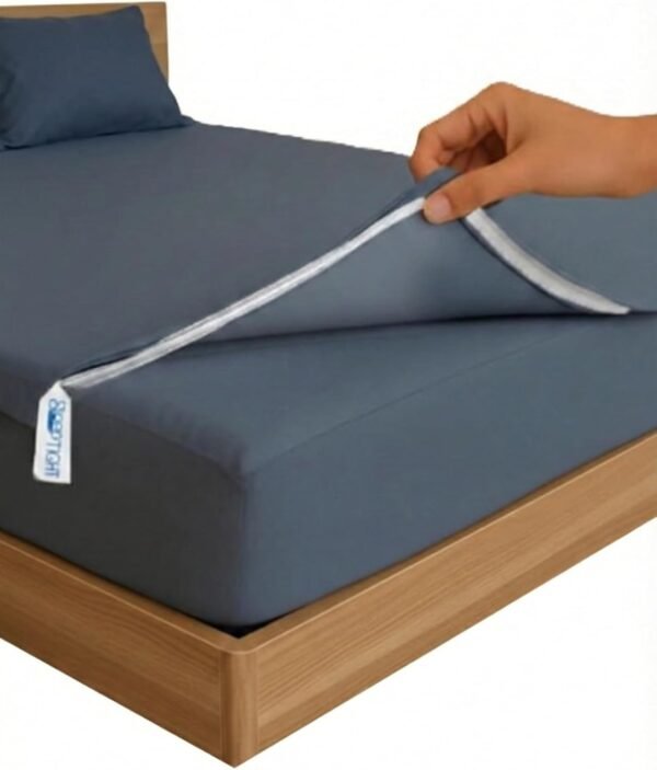 Dark Gray Zipper Fitted Sheet – Sleep Tight 600 Thread Count Cotton