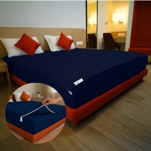 Dark Blue Zipper Fitted Sheet – Sleep Tight 600 Thread Count Cotton
