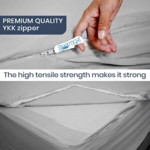 Light Grey Zipper Fitted Sheet – Sleep Tight 600 Thread Count Cotton