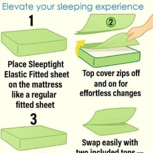 Sky Blue Zipper Fitted Sheet – Sleep Tight 600 Thread Count Cotton