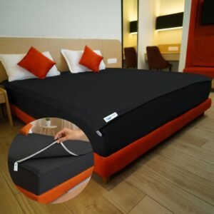 Black Zipper Fitted Sheet – Sleep Tight 600 Thread Count Cotton