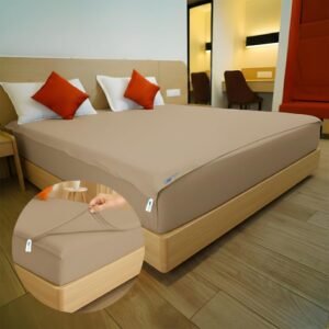 Beige Zipper Fitted Sheet – Sleep Tight 600 Thread Count Cotton