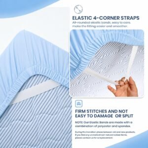 Sky Blue Zipper Fitted Sheet – Sleep Tight 600 Thread Count Cotton