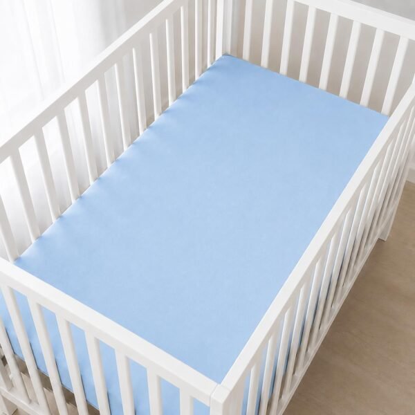 Baby Blue Zipper Crib Sheet – Sleep Tight Soft Breathable Cotton