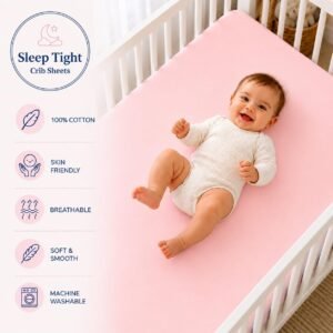 Baby Pink Zipper Crib Sheet – Sleep Tight Soft Breathable Cotton