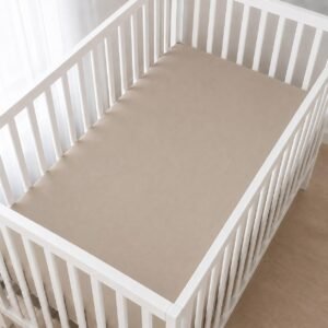 Beige Zipper Crib Sheet – Sleep Tight Soft Breathable Cotton