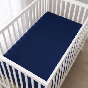 Dark Blue Zipper Crib Sheet – Sleep Tight Soft Breathable Cotton