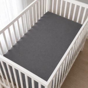 Dark Grey Zipper Crib Sheet – Sleep Tight Soft Breathable Cotton