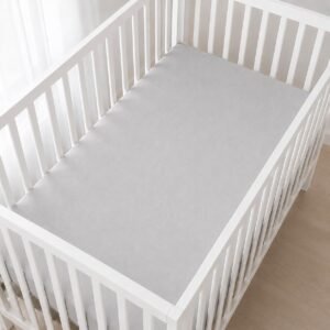 Light Gray Zipper Crib Sheet – Sleep Tight Soft Breathable Cotton
