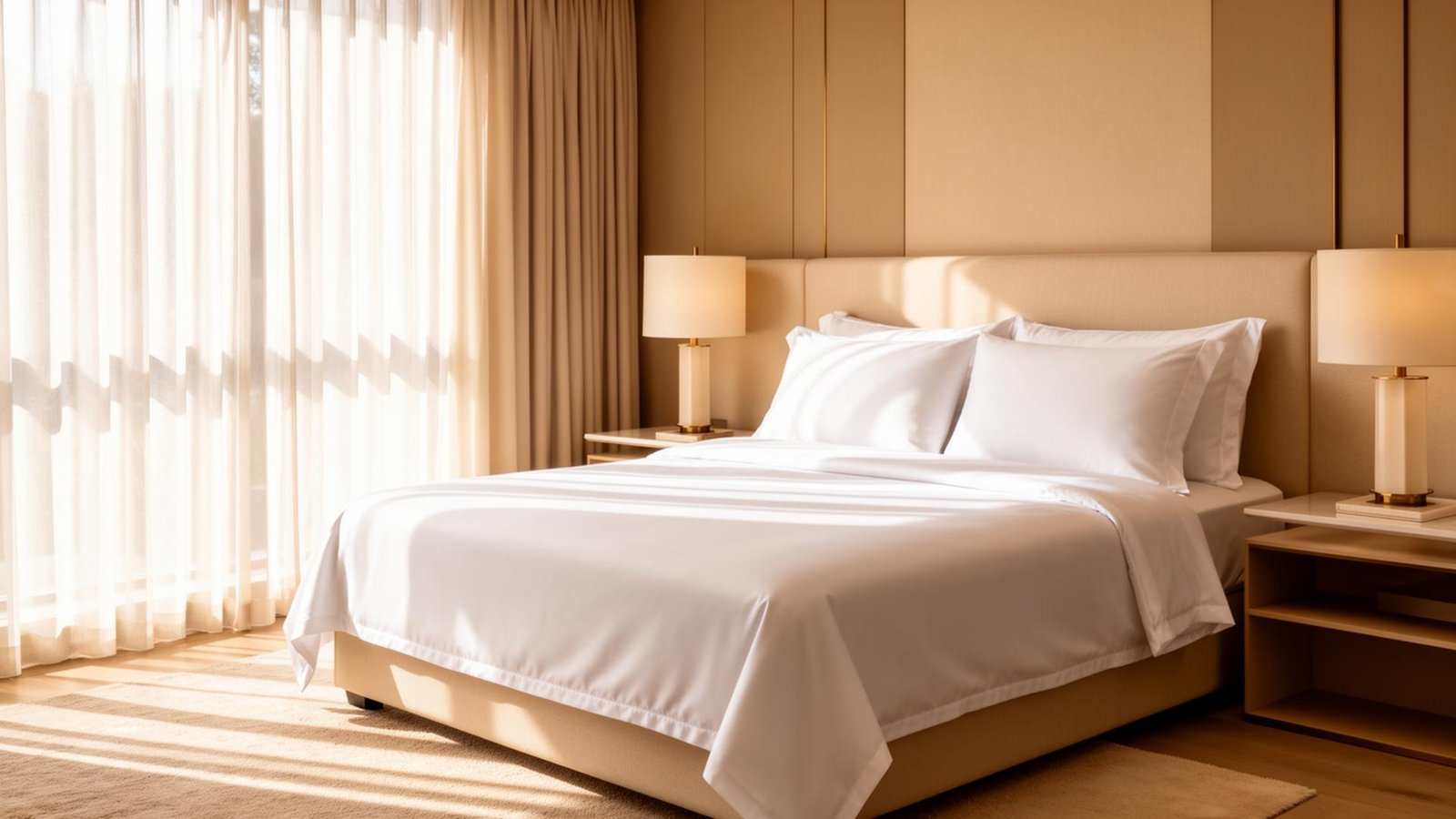 Luxurious bedroom with perfectly fitted Sleep Tight bedsheets