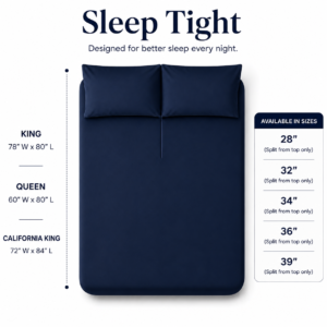 Dark Blue Zipper Split Sheet – Sleep Tight Stays Tucked In, All Night Long